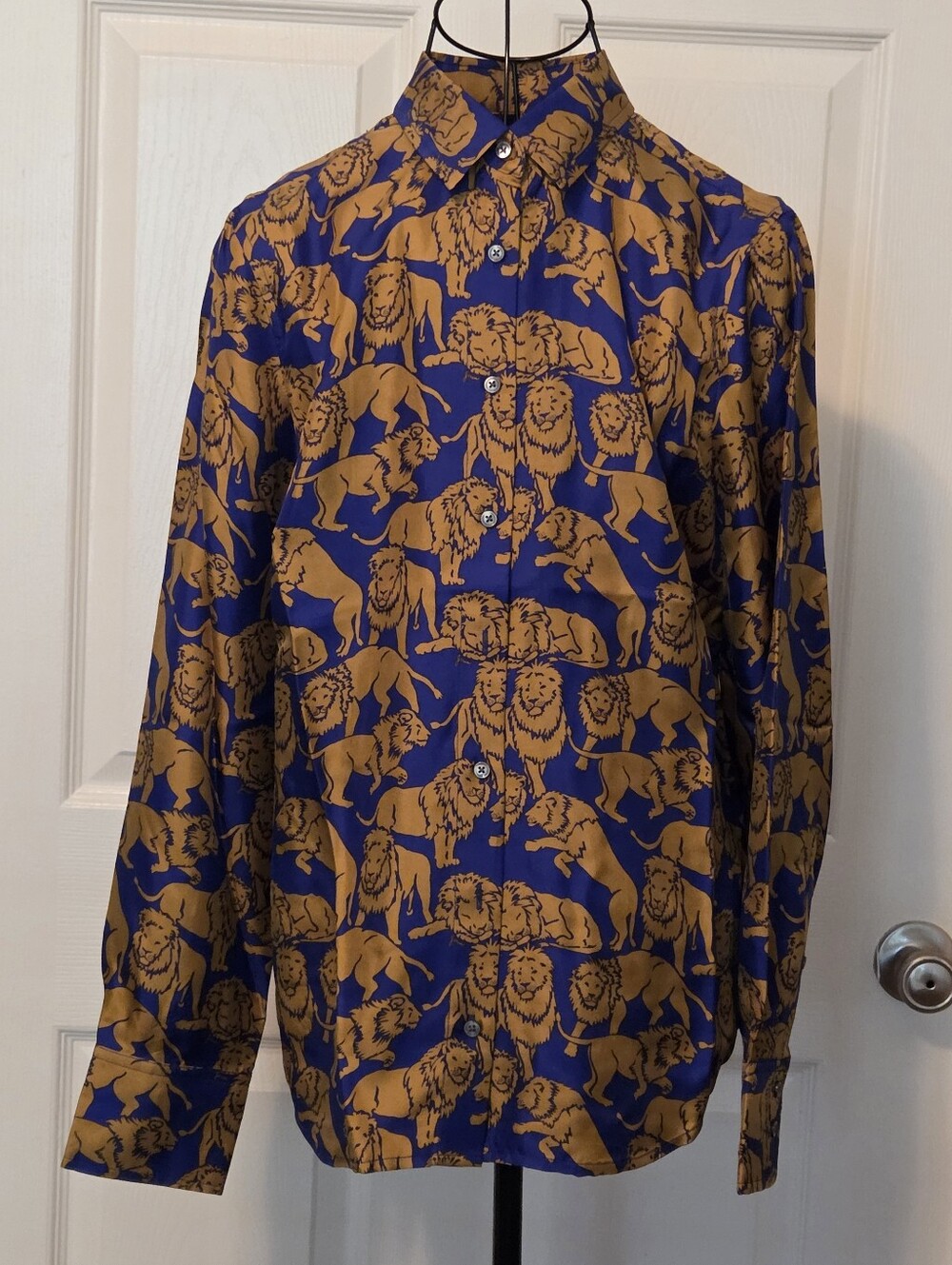 NWT J.CREW SIZE 6 COLLECTION SILK SLEEPY LIONS 🐅 PRINT SHIRT